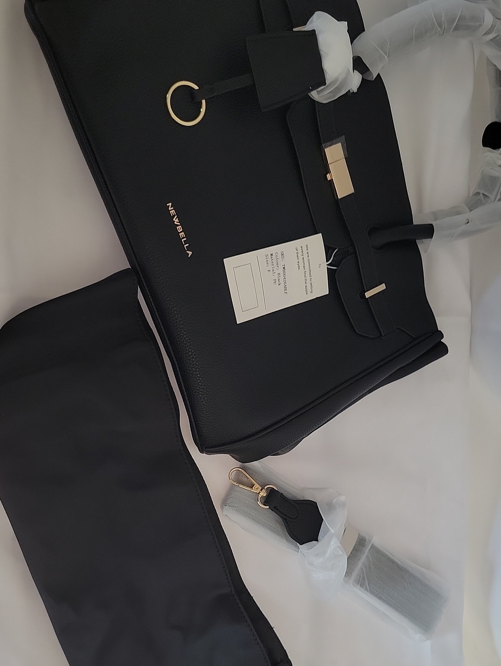 Newbella Black Tote with Gold Accents